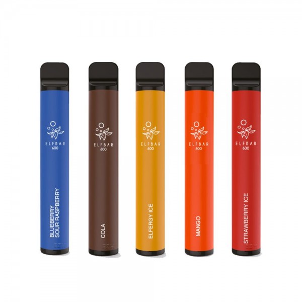 ELFBAR 600 Probierpaket mit Nikotin (Geschmack: Blueberry Sour Raspberry, Cola, Efergy Ice, Mango, S