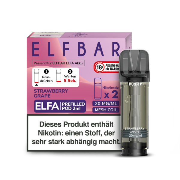 ELFBAR ELFA Strawberry Grape 20mg Nikotin 2er Pack