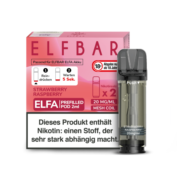 ELFBAR ELFA Strawberry Raspberry 20mg Nikotin 2er Pack