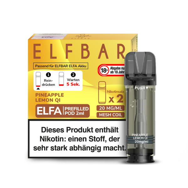 ELFBAR ELFA Pineapple Lemon Qi 20mg Nikotin 2er Pack