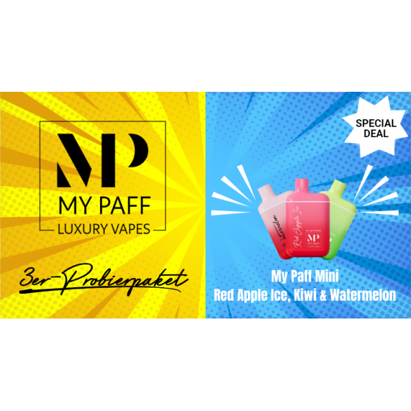 Probierpaket MyPaff Mini - 3er Pack - Watermelon, Kiwi & Red Apple Ice