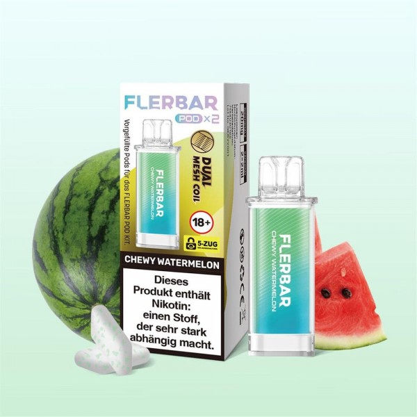 Flerbar Pods - Chewy Watermelon - 20mg Nikotin - 2er Pack